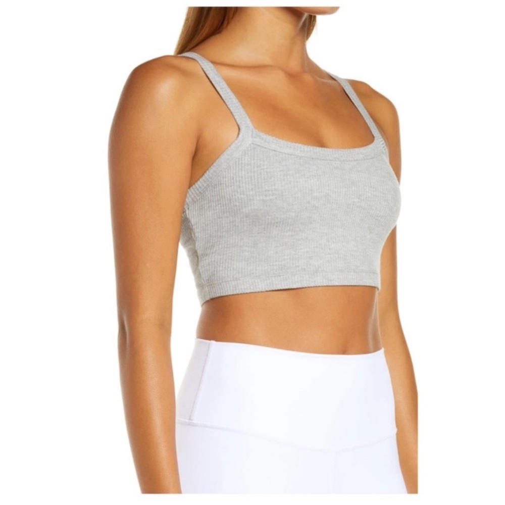 Alo Yoga Ribbed Crop Whisper Bra Tank - Athletic Heather Grey
